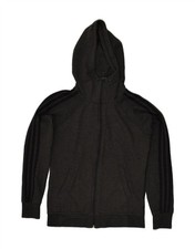 ADIDAS Womens Zip Hoodie Sweater UK 4/6 XS Grey Cotton AS15