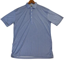 Collars & Co Polo Shirt Men's XL* Blue Dress Striped Preppy Golf Performance
