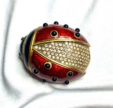 Jeweled Ladybug Trinket Box 3” Enamel & crystal edgar Berebi