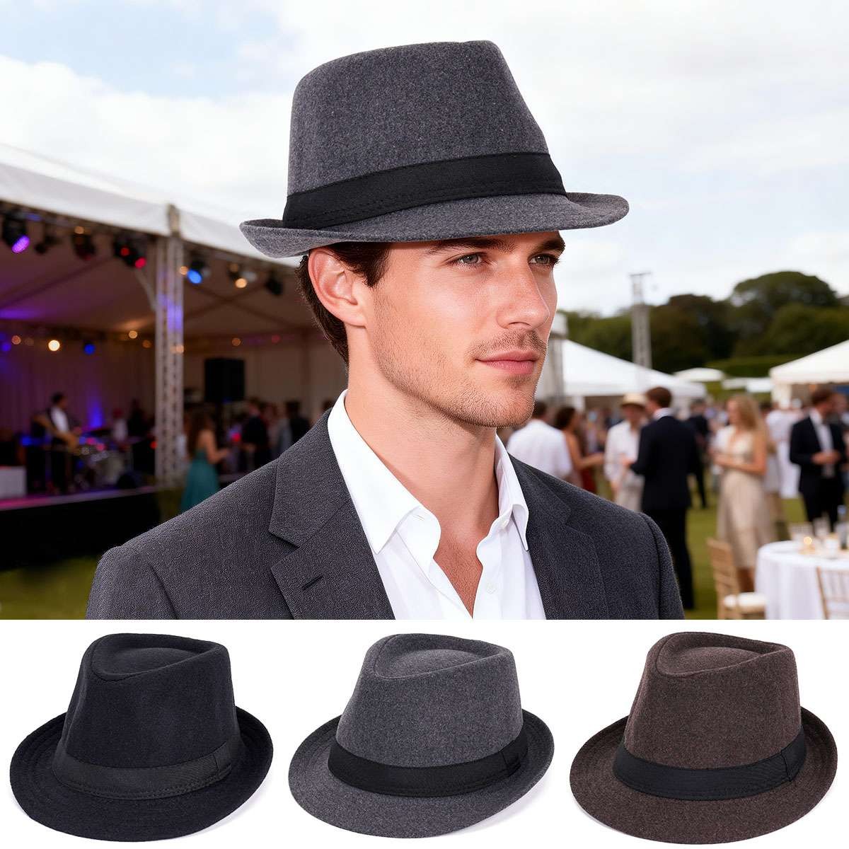 Unisex Winter Wool Felt Jazz Fedora Hat Trilby Manhattan Cap