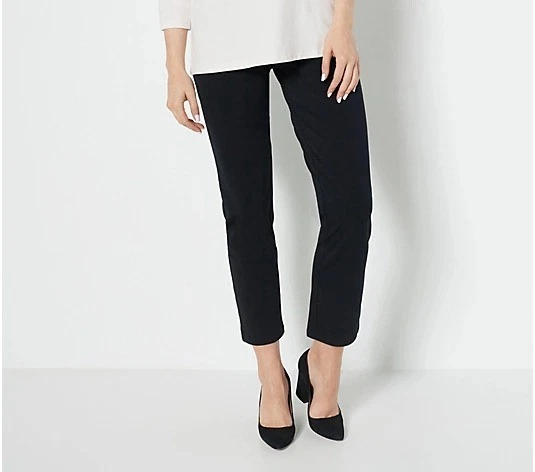 Susan Graver Weekend Petite Premium Stretch Slim Leg Pant Black S New