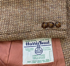 Vintage Harris Tweed handwoven pure wool classic db brown jacket blazer 40R 40L