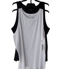 NWT TERRA & SKY Set of 2 Black & White High Neck Ribbed Tank Top Sz 3X 24/26