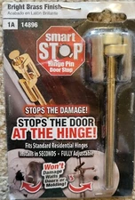 SMART STOP HINGE PIN DOOR STOP BRIGHT BRASS FINISH NIP