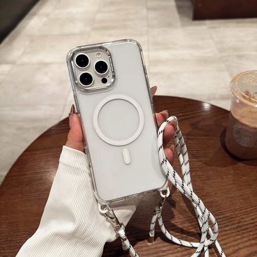 Funda transparente magnética con correa para el hombro delgada a prueba de golpes para iPhone 15 16 Pro Max - Imagen 14 de 19