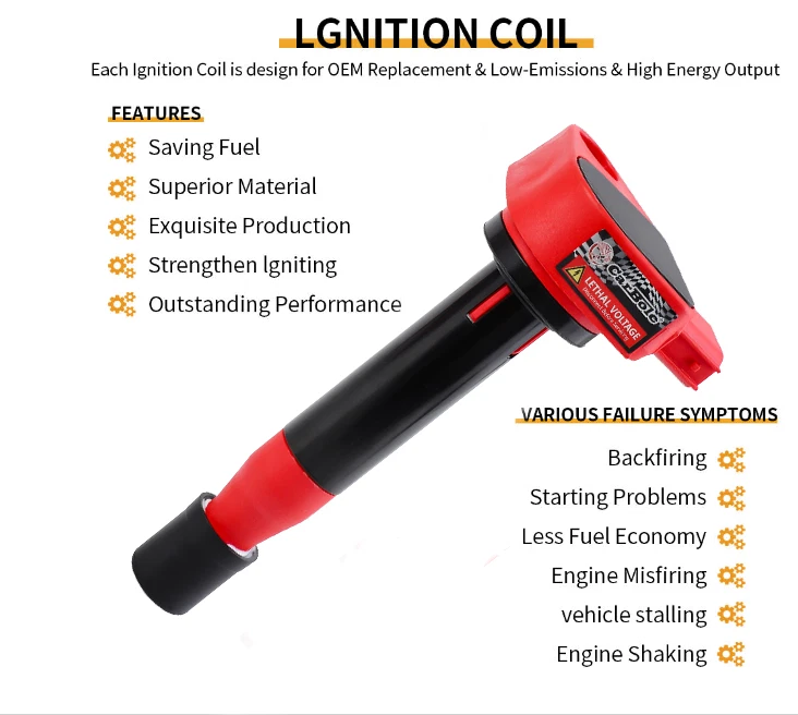 SET OF 6 Ignition Coil & Spark Plugs for 1999 2000-2010 Honda Odyssey 3.0L UF242 - Image 2 of 4