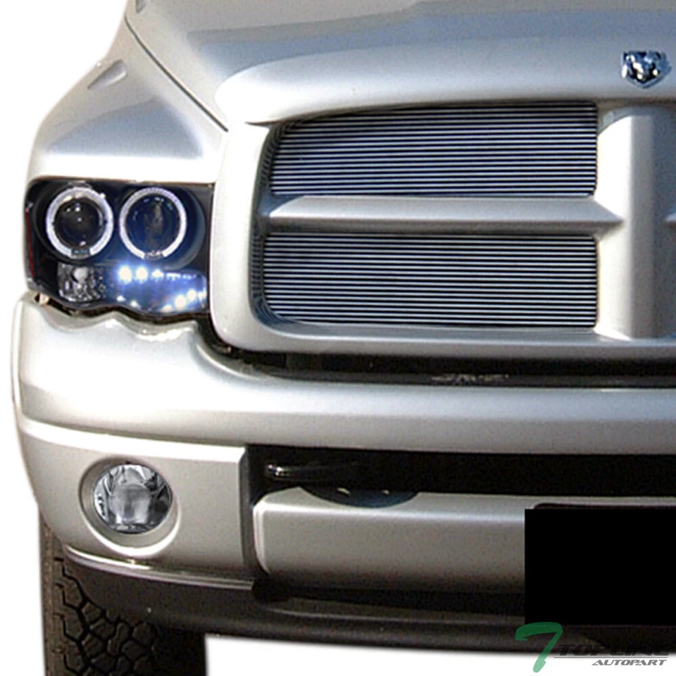 Topline For 2002-2005 Dodge Ram LED Halo Projector Headlights Signal Amber - Blk Foto 2 de 4