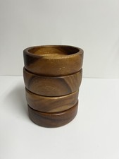 Wooden Wood 4 Bowls Serving Bowl Salad Bowls Fruit Stackable Durable 2  X6  