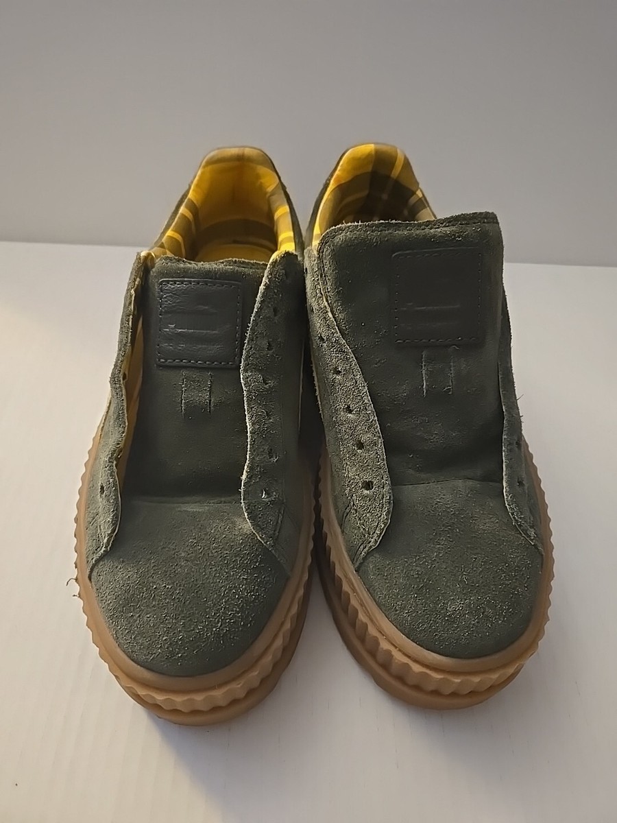 Puma Fenty Rihanna Cleated Creeper Green Suede Platform Puma Fenty Rihanna Cleated Creeper Green Suede Platform