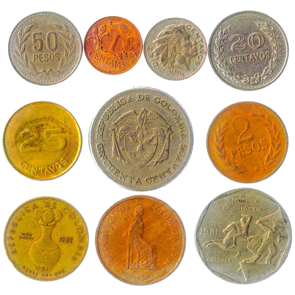 Monedas Colombia Centavos Pesos | Colección de 10 | América Latina 1959 - 2017 Foto 3 de 4