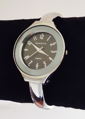 Black Ice Stainless Steel Quartz Bangle Watch Unisex