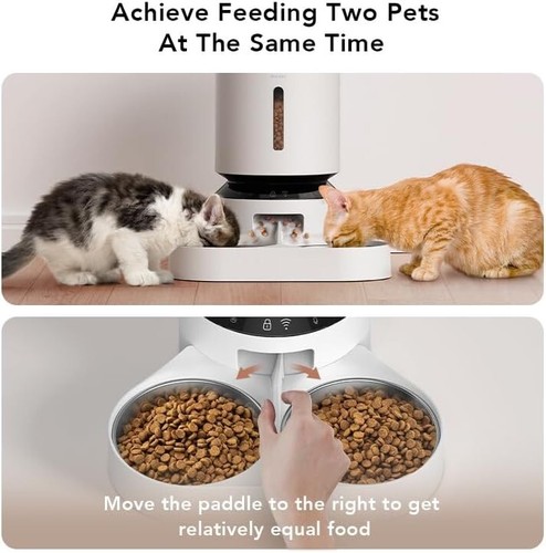 Convenient 5L WiFi Cat Feeder - Dual Tray with Custom Meal Sizes for Two Pets - Picture 5 of 9
