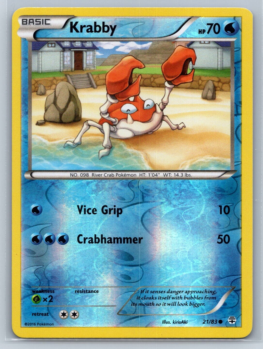 Krabby - Reverse Holo - XY Generations 21/83 Pokemon Card NM
