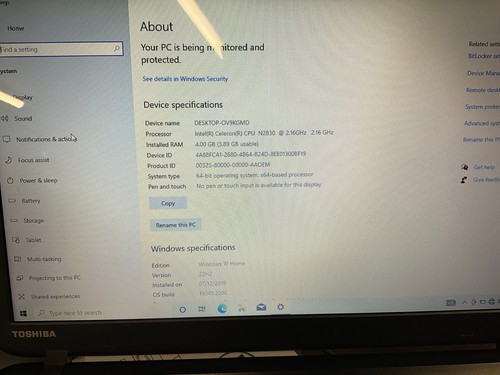 TOSHIBA SATELLITE C50-B INTEL CELERON N2830 4GB RAM 500GB HDD FEHLER LESEN - Bild 6 von 7
