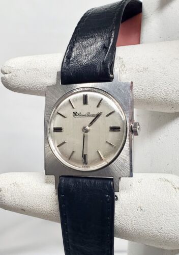 70's Lucien Piccard Square Manual Watch Men's Stainless Steel 83614 Windup Works - Picture 2 of 12