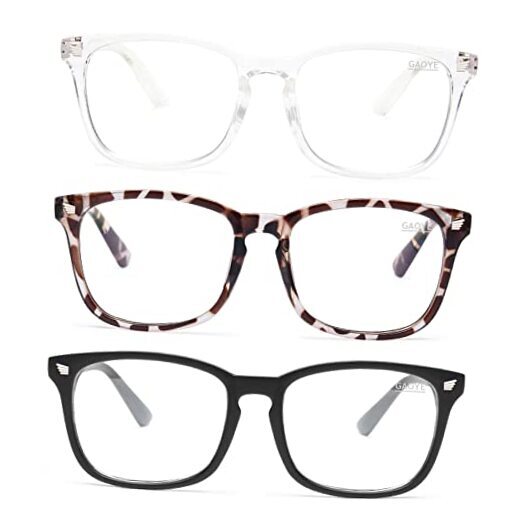 Gaoye Blue Light Blocking Glasses - 3 A1 Matte Black+leopard+transparent Clear