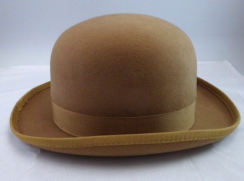 VINTAGE UNISEX MAUVE BOWLER DISNEY DESIGNER SOUVENIR SIZE 7 1/8 WOOL FEDORA BH - Picture 2 of 9