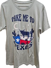 Rowdy Crowd Tee Shirt Womens Medium Green Take Me To Texas Graphic Short Sleeve