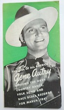1941 Vtg Gene Autry leaflet Reviews Country dance folk songs Race Blues Records 