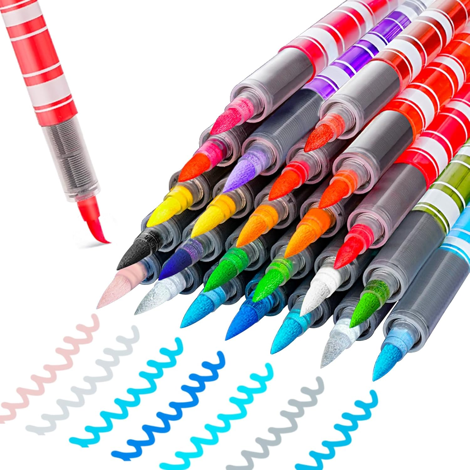 24 Assorted Colors Acrylic Markers Paint Pens Direct Liquid Ink, Water-Based Acr