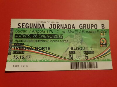Used Ticket Africa Cup of Nations 2012 Sudan Angola CIV Burkina Faso