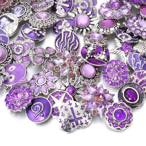 Rhinestone Snap Buttons - 18mm Metal Button Multi Style Silver Color Snaps 10Pcs - Picture 25 of 52