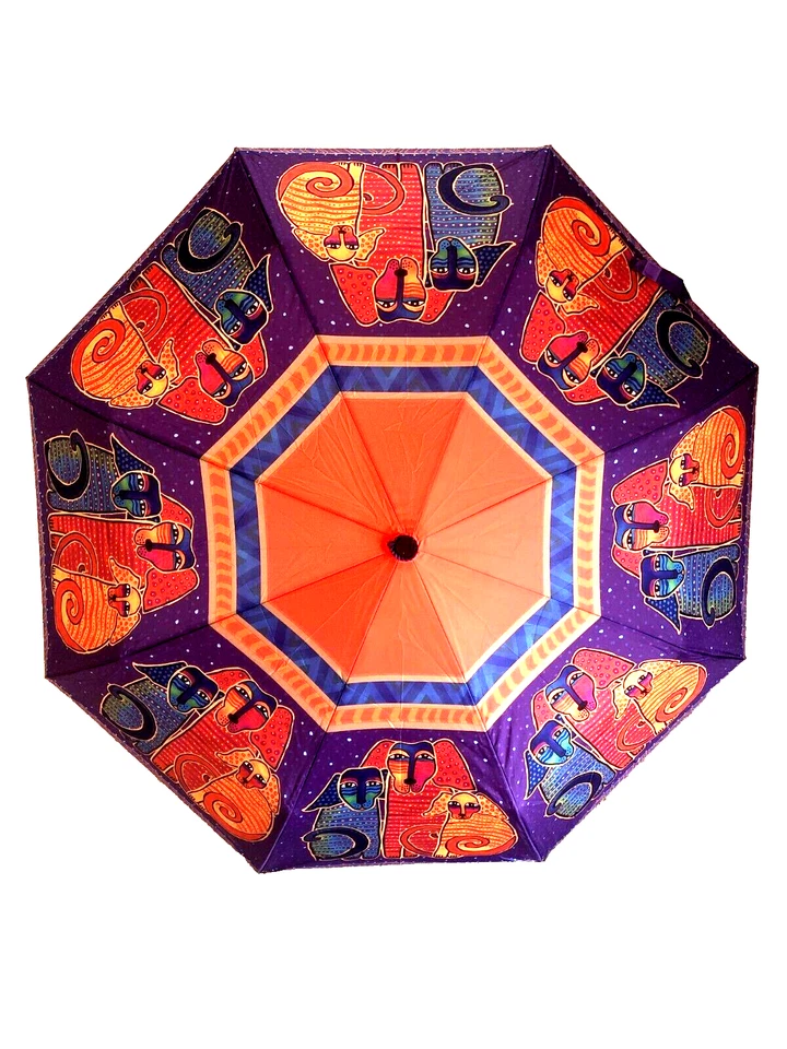 NUEVO Laurel Burch Cachorro Perro CANINE FRIENDS Diseño Multi Compacto Paraguas Abierto Automático  Foto 2 de 4