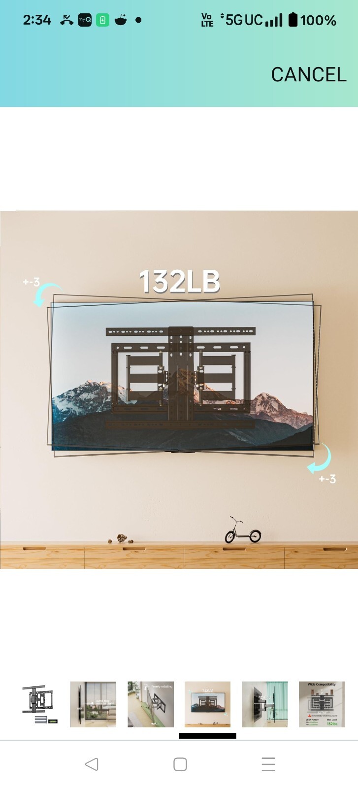 New Geckostrol Full Motion TV Wall Mount for Most 32-65 inch Flat Screen/LED/4K 