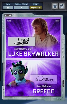 Star Wars Digital Card Trader Luke Skywalker Silver Gilded Legendary 2 CC