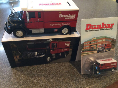  2  Red Dunbar Armored Coin Bank Truck 1/24 Collectable:  RARE & 1 Small Truck - Picture 1 of 9