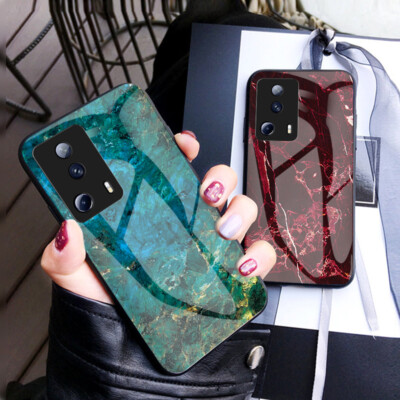 For Xiaomi 13 Lite 5G, Luxury Marble Glass Hybrid Soft Bumper Shell Case Cover