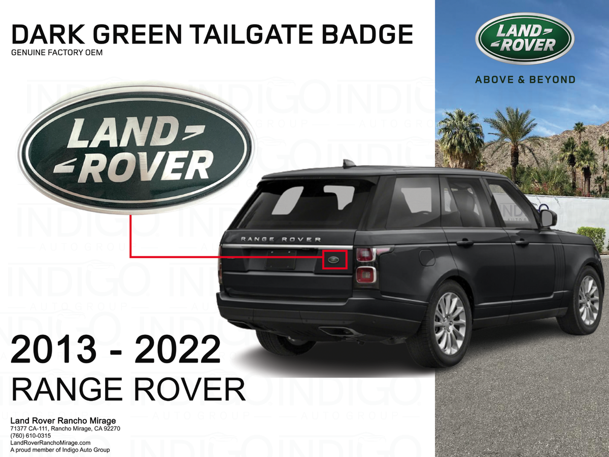 Land Rover OEM Dark Green & Silver Inch Emblem Badge Range Rover