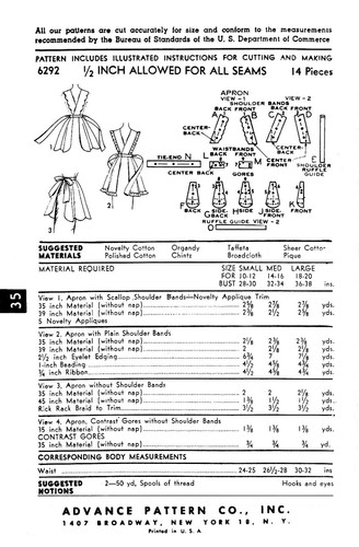 Scalloped APRON w Gored Skirt RARE Advance 6292 Vtg 1952 Craft Sewing Pattern - Picture 15 of 17