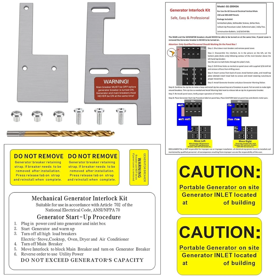 Generator Interlock Kit Compatible For GE Vertical Main 150 & 200 AMP Panels - Image 4 of 4