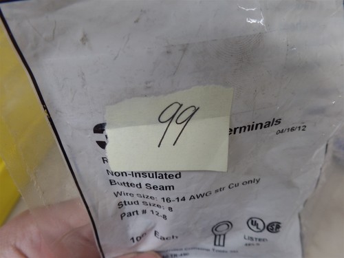 GENUINE 3M 12-8 SCOTCHLOK RING TONGUE, NON-INSULATED BUTTED SEAM, 16-14AWG N.O.S - Picture 4 of 5