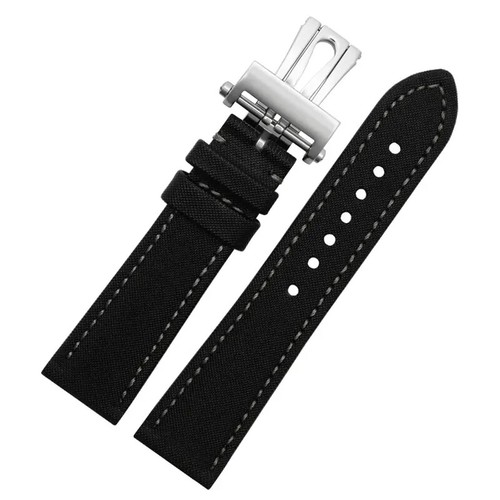 Correa de reloj de nailon de cuero de vaca de 23 mm para Blancpain Fifty Fathoms 5000 5015 azul negro - Imagen 5 de 33