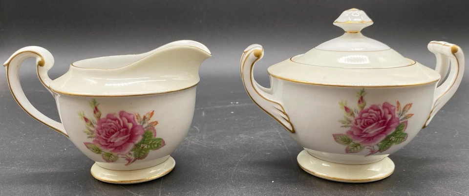 CREMA ROSETA Y AZUCARERO FUJI CHINA CON TAPA, USADO Foto 2 de 4