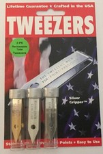 3 Pack Uncle Bill's 19074 Sliver Gripper Tweezers