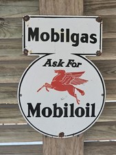 1940s Vintage Mobilgasmobiloil Porcelain Gas Station Sign 16 X 11.5 1940s Vintage Mobilgasmobiloil Porcelain Gas Station Sign 16 X 11.5