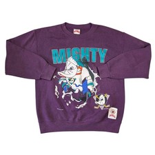 Vintage 90s Nutmeg Mighty Ducks Anaheim NHL Purple Sweatshirt Mens M Made in USA
