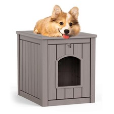 Outdoor Indoor Dog House Waterproof Resin Pet Shelter with Flip Lid Design