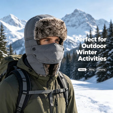 Winter Hats for Women Men Trapper Ushanka Hat with Ear Flaps for Hiking, Camping