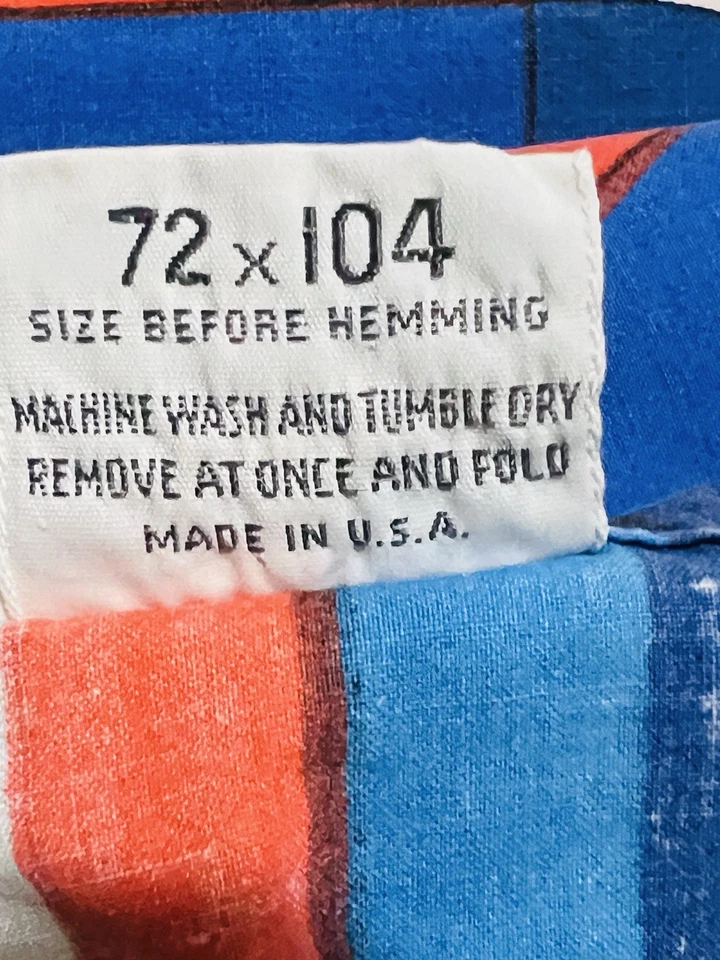 Vera Neumann Collection Burlington Vtg 1970s Mod Stripes Circles Twin Flat Sheet - Image 3 of 3