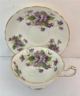 1960s Paragon English Bone China Valentine Violets Cup & Saucer W/ Gold Trim — photo 1
