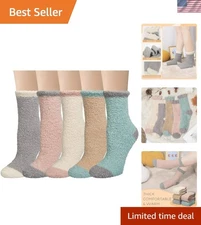 Warm & Luxurious 5 Pairs Women's Ankle Length Fuzzy Socks for Winter Comfort