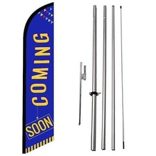Coming Soon Advertising Feather Banner Swooper Flag Kit with Flag Pole and...