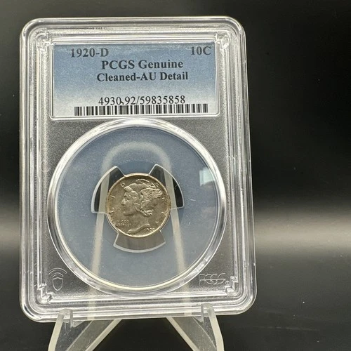1920 D 10c Mercury Dime - PCGS AU Details - Cleaned - Free Shipping
