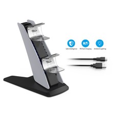 PS5 Controller Charger, PlayStation 5 Controller Charging Station with LED Light