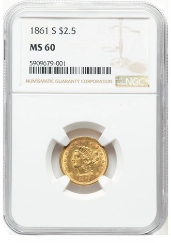 1861-S Quarter Eagle $2.50 NGC MS60
