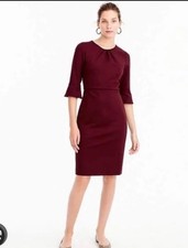 J Crew Burgundy Dress Bell Sleeve Size 2 NWT